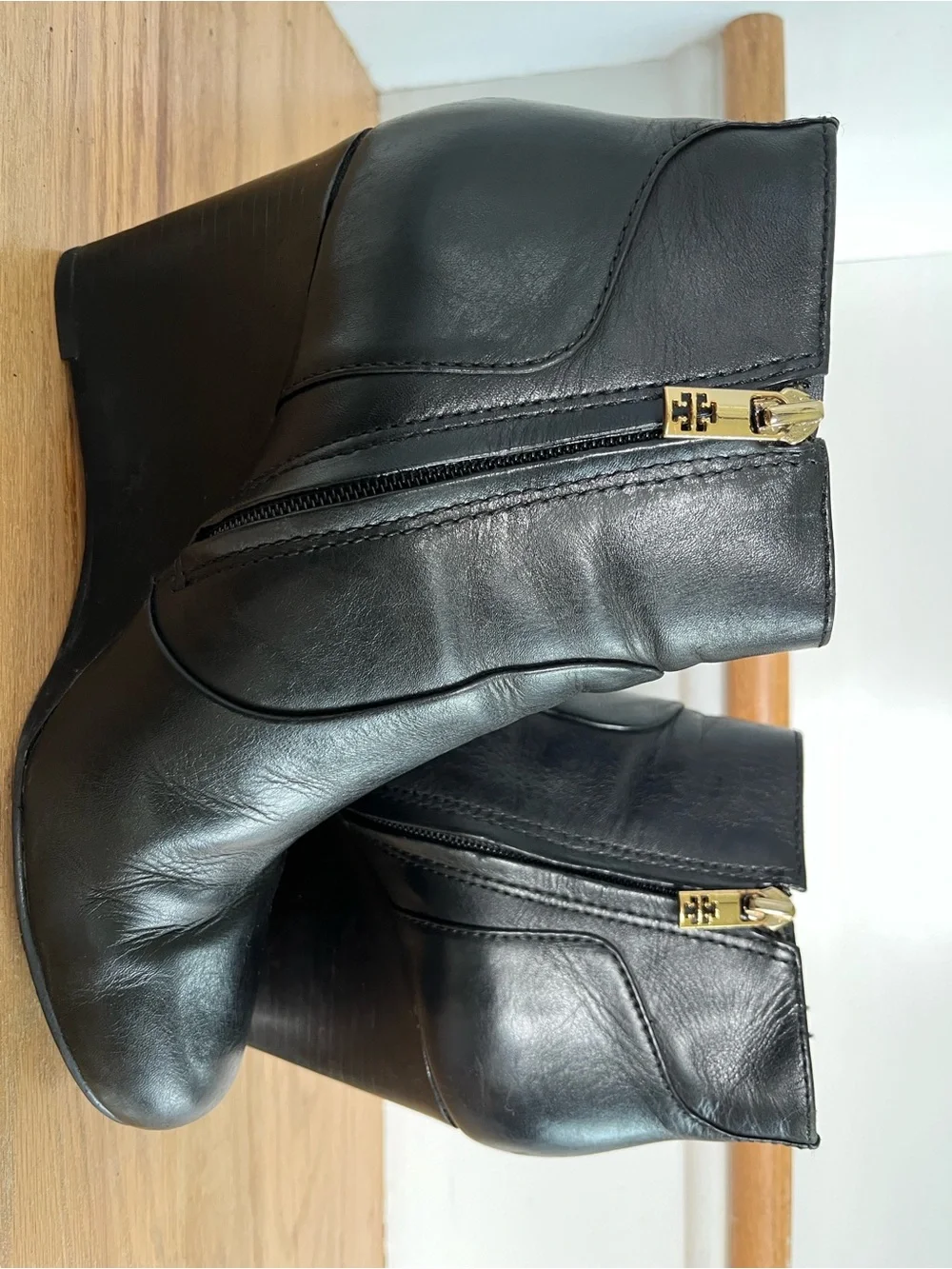 Tory Burch Black Leather Zip Ankle Booties